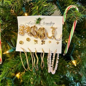 Gold Statement Earring Set